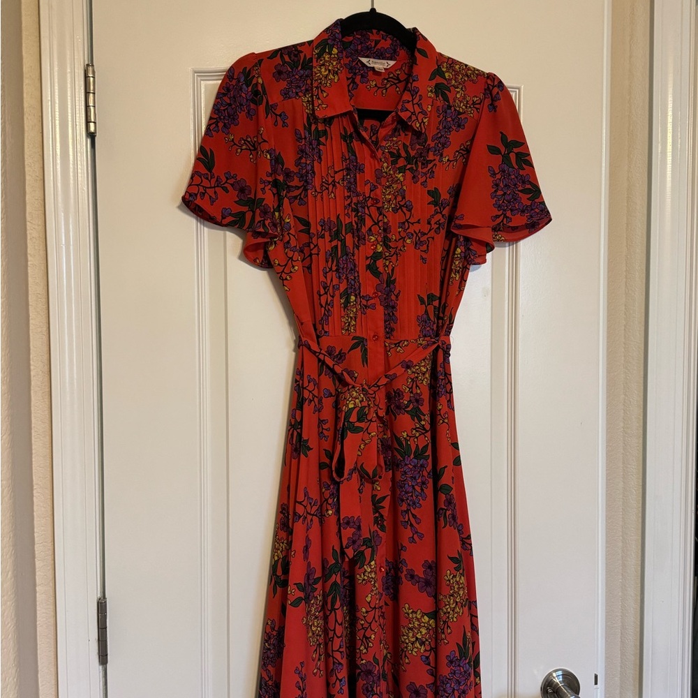 Nannette Lepore Red Floral Midi Dress - Picture 2 of 7